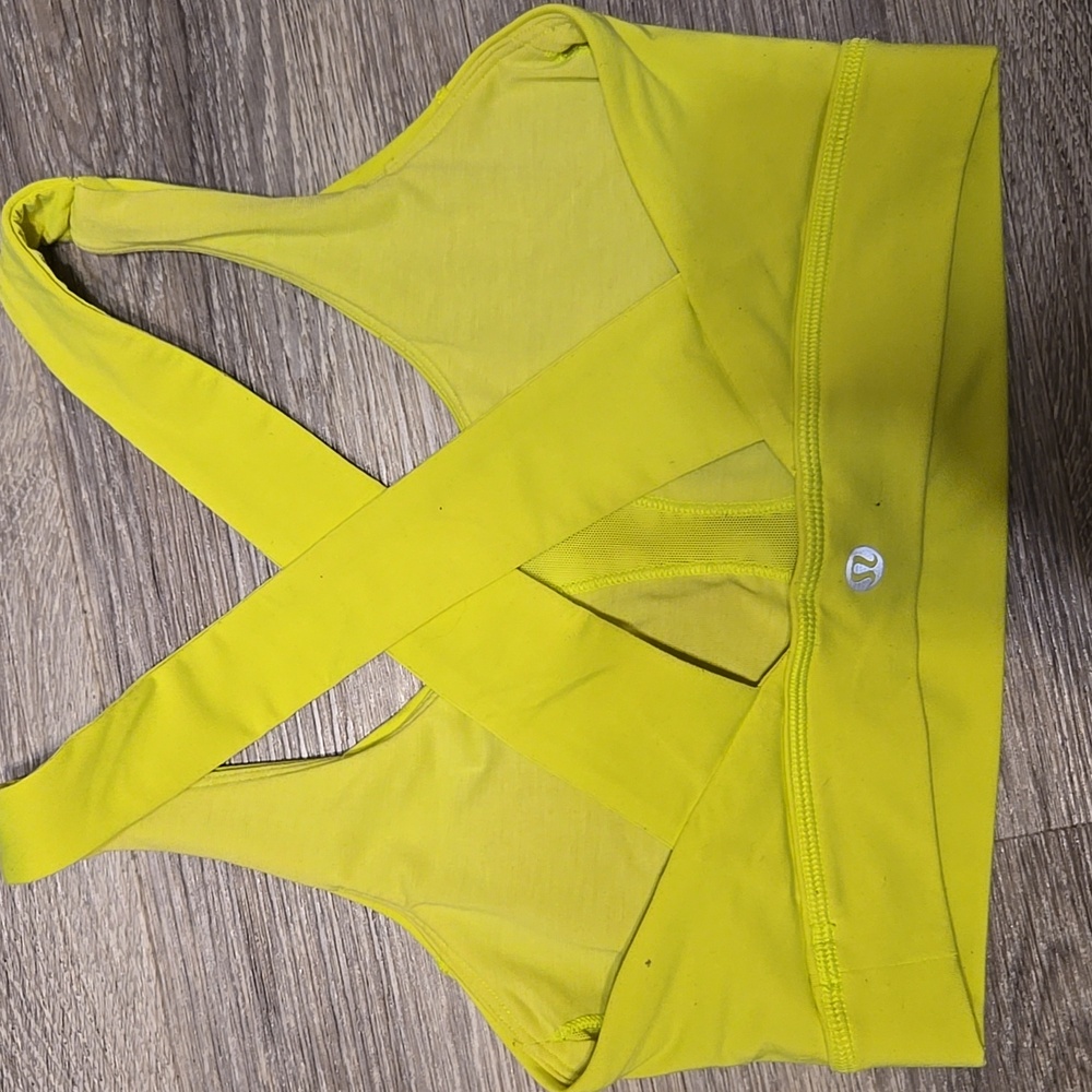 Lululemon All Sport Bra Neon Yellow Sz 4 - Picture 2 of 2